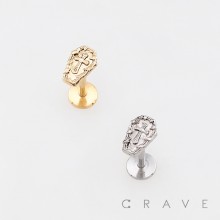 GOTHIC RAISED CROSS ENGRAVED COFFIN 316L SURGICAL STEEL THREADLESS PUSH-PIN LABRET SET